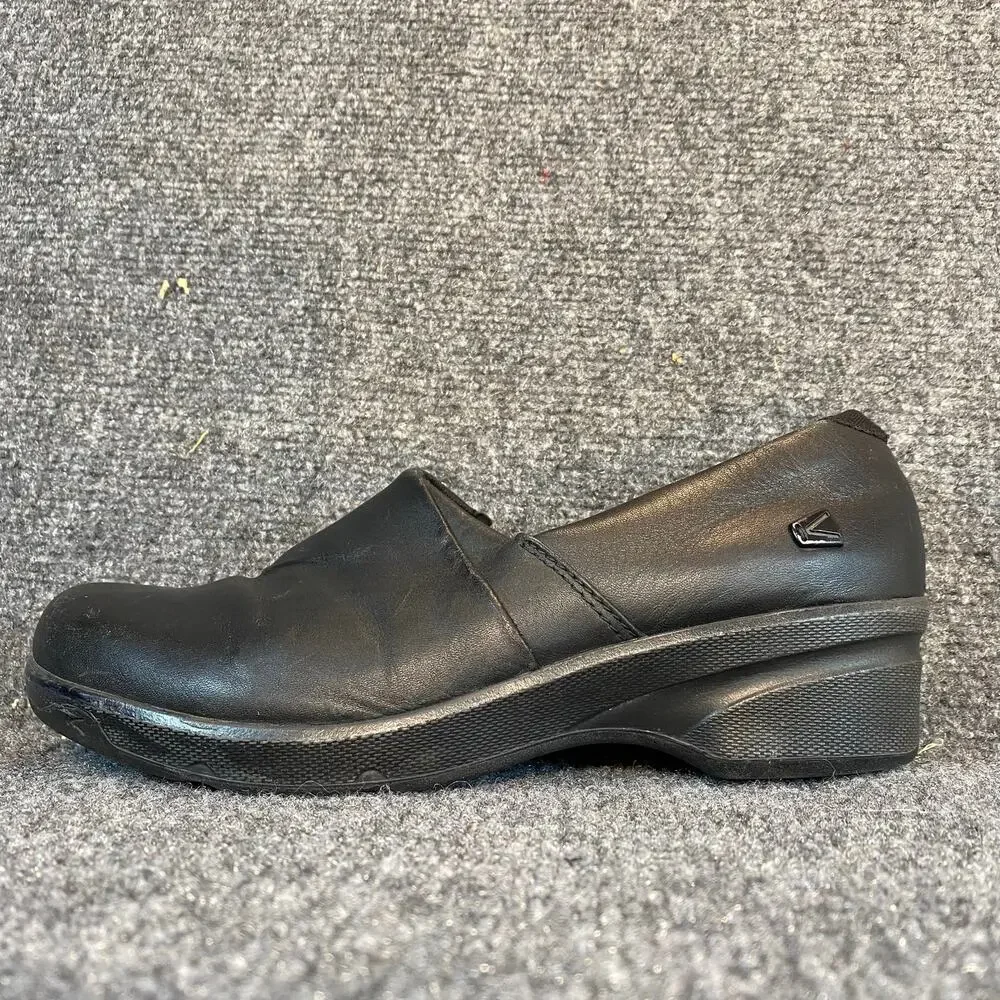 KEEN MORA Service Slip On Clog 1013777 Black Leather Womens 9 Rocker Bottom